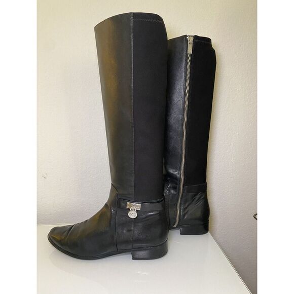 Michael Kors Women Hamilton Stretch Black Leather Equestrian Riding Boots sz 8.5 - Picture 5 of 16